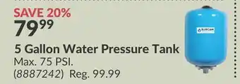 Princess Auto 5 Gallon Water Pressure Tank offer
