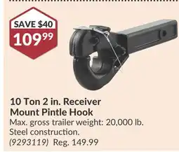 Princess Auto 10 Ton 2 in. Receiver Mount Pintle Hook offer