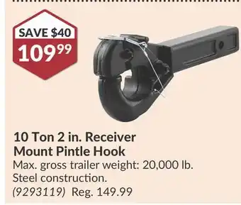 Princess Auto 10 Ton 2 in. Receiver Mount Pintle Hook offer
