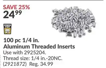 Princess Auto 100 pc 1/4 in. Aluminum Threaded Inserts offer