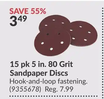 Princess Auto 15 pk 5 in. 80 Grit Sandpaper Discs offer