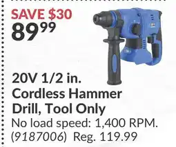 Princess Auto 20V 1/2 in. Cordless Hammer Drill, Tool Only offer