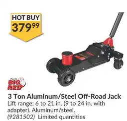 Princess Auto 3 Ton Aluminum/Steel Off-Road Jack Lift offer