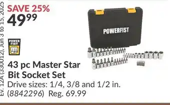 Princess Auto Power Fist 43 pc Master Star Bit Socket Set offer