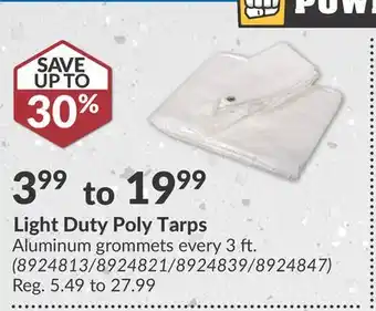 Princess Auto Light Duty Poly Tarps offer