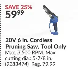 Princess Auto 20V 6 in. Cordless Pruning Saw, Tool Only offer
