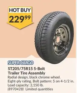 Princess Auto ST205/75R15 5-Bolt Trailer Tire Assembly offer