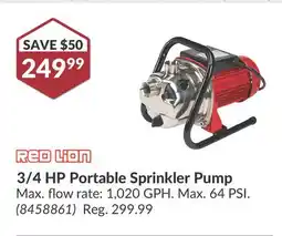 Princess Auto 3/4 HP Portable Sprinkler Pump offer