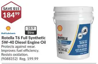 Princess Auto Rotella T6 Full Synthetic 5W-40 Diesel Engine Oil offer