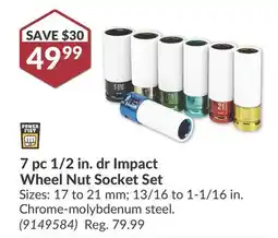 Princess Auto 7 pc 1/2 in. dr Impact Wheel Nut Socket Set offer