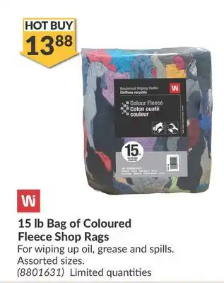 Princess Auto 15 lb Bag of Coloured Fleece Shop Rags offer