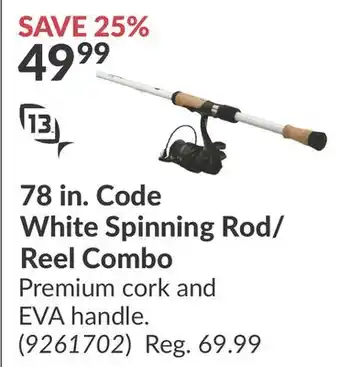 Princess Auto 78 in. Code White Spinning Rod/Reel Combo offer