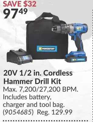 Princess Auto 20V 1/2 in. Cordless Hammer Drill Kit offer