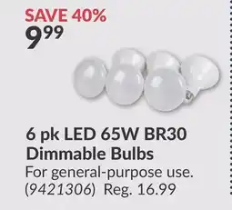 Princess Auto 6 pk LED 65W BR30 Dimmable Bulbs offer