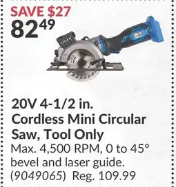 Princess Auto 20V 4-1/2 in. Cordless Mini Circular Saw offer