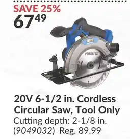Princess Auto 20V 6-1/2 in. Cordless Circular Saw, Tool Only offer