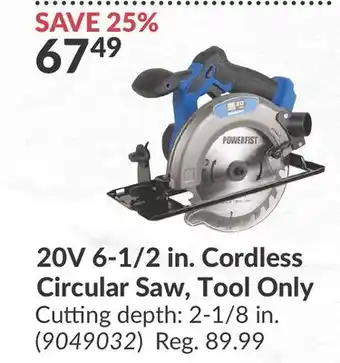 Princess Auto 20V 6-1/2 in. Cordless Circular Saw, Tool Only offer