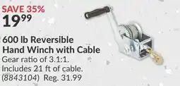 Princess Auto 600 lb Reversible Hand Winch with Cable offer