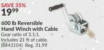 Princess Auto 600 lb Reversible Hand Winch with Cable offer