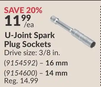 Princess Auto U-Joint Spark Plug Sockets offer