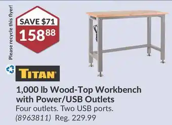 Princess Auto 1,000 lb Wood-Top Workbench offer