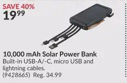 Princess Auto 10, 000 mAh Solar Power Bank offer