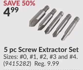 Princess Auto 5 pc Screw Extractor Set offer