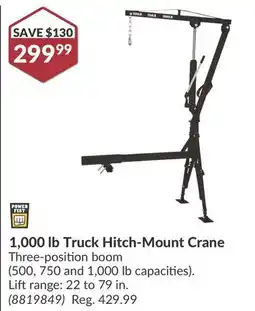 Princess Auto Power Fist 1, 000 lb Truck Hitch-Mount Crane offer