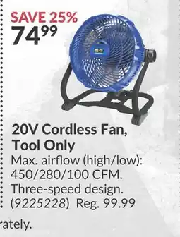 Princess Auto 20V Cordless Fan, Tool Only offer