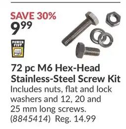 Princess Auto 72 pc M6 Hex-Head Stainless-Steel Screw Kit offer