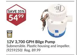 Princess Auto 12V 3, 700 GPH Bilge Pump offer