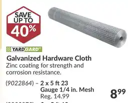 Princess Auto Galvanized Hardware Cloth 2 x 5 ft23 Gauge 1/4 in. Mesh offer