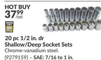 Princess Auto 20 pc 1/2 in. dr Shallow/Deep Socket Sets SAE: 7/in offer