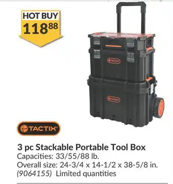 Princess Auto 3 pc Stackable Portable Tool Box offer