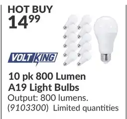 Princess Auto 10 pk 800 Lumen A19 Light Bulbs offer