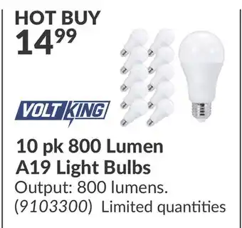Princess Auto 10 pk 800 Lumen A19 Light Bulbs offer