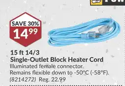 Princess Auto 15 ft14/3 Single-Outlet Block Heater Cord offer