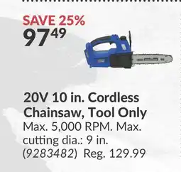 Princess Auto 20V 10 in. Cordless Chainsaw, Tool Only offer