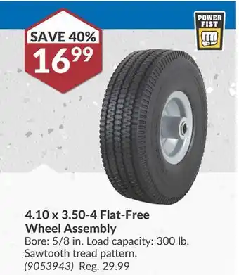 Princess Auto 4.10 x 3.50-4 Flat-Free Wheel offer