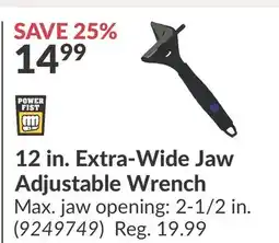Princess Auto Power Fist 12 in. Extra-Wide Jaw Adjustable Wrench offer