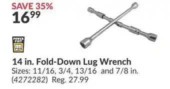 Princess Auto 14 in. Fold-Down Lug Wrench offer