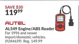 Princess Auto AUTEL AL549 Engine/ABS Reader offer
