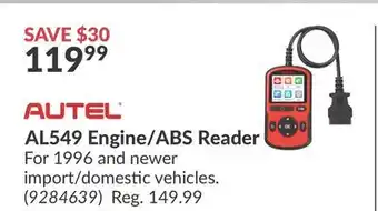 Princess Auto AUTEL AL549 Engine/ABS Reader offer