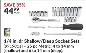Princess Auto 1/4 in. dr Shallow/Deep Socket Sets offer