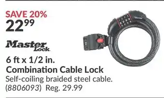 Princess Auto 6 ft x 1/2 in. Combination Cable Lock offer