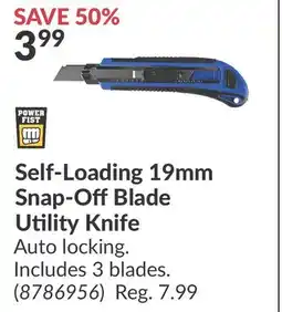 Princess Auto Self-Loading 19mm Snap-Off Blade Utility Knife offer