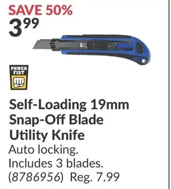 Princess Auto Self-Loading 19mm Snap-Off Blade Utility Knife offer