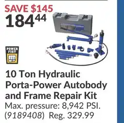 Princess Auto 10 Ton Hydraulic Porta-Power Autobody and Frame Repair Kit offer