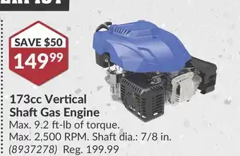 Princess Auto 173cc Vertical Shaft Gas Engine offer
