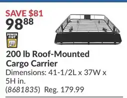 Princess Auto 200 lb Roof-Mounted Cargo Carrier offer